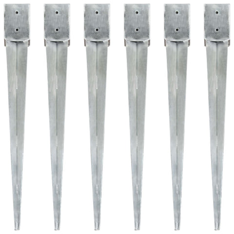 ZNTS Ground Spikes 6 pcs Silver 10x10x91 cm Galvanised Steel 145423