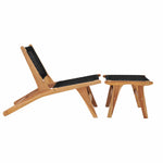 ZNTS Sun Lounger with Footrest Solid Teak Wood and Rope 49368