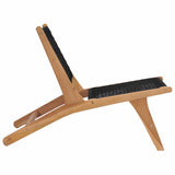 ZNTS Sun Lounger with Footrest Solid Teak Wood and Rope 49368