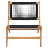 ZNTS Sun Lounger with Footrest Solid Teak Wood and Rope 49368