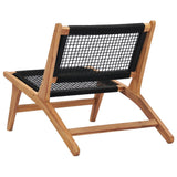 ZNTS Sun Lounger with Footrest Solid Teak Wood and Rope 49368