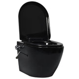 ZNTS Wall Hung Rimless Toilet with Bidet Function Ceramic Black 145782
