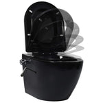 ZNTS Wall Hung Rimless Toilet with Bidet Function Ceramic Black 145782