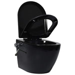 ZNTS Wall Hung Rimless Toilet with Bidet Function Ceramic Black 145782