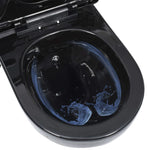 ZNTS Wall Hung Rimless Toilet with Bidet Function Ceramic Black 145782