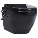 ZNTS Wall Hung Rimless Toilet with Bidet Function Ceramic Black 145782