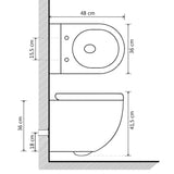 ZNTS Wall Hung Rimless Toilet with Bidet Function Ceramic Black 145782