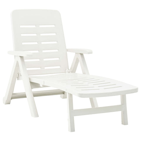 ZNTS Folding Sun Lounger Plastic White 48754