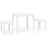 ZNTS Garden Table with 2 Benches Plastic White 48777