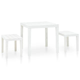 ZNTS Garden Table with 2 Benches Plastic White 48777
