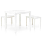 ZNTS Garden Table with 2 Benches Plastic White 48777