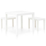 ZNTS Garden Table with 2 Benches Plastic White 48777