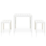 ZNTS Garden Table with 2 Benches Plastic White 48777