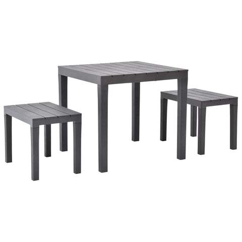 ZNTS Garden Table with 2 Benches Plastic Brown 48779