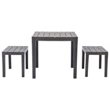 ZNTS Garden Table with 2 Benches Plastic Brown 48779