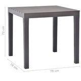 ZNTS Garden Table with 2 Benches Plastic Brown 48779