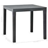 ZNTS Garden Table Anthracite 78x78x72 cm Plastic 48784