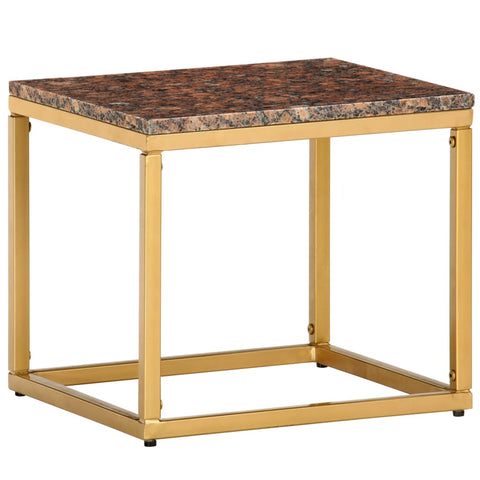 ZNTS Coffee Table Brown 40x40x35 cm Real Stone with Marble Texture 286438