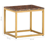 ZNTS Coffee Table Brown 40x40x35 cm Real Stone with Marble Texture 286438