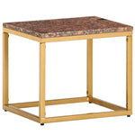 ZNTS Coffee Table Brown 40x40x35 cm Real Stone with Marble Texture 286438