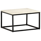 ZNTS Coffee Table White 60x60x35 cm Real Stone with Marble Texture 286439