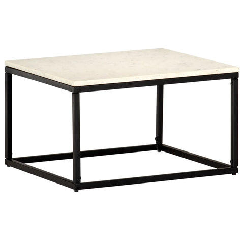 ZNTS Coffee Table White 60x60x35 cm Real Stone with Marble Texture 286439