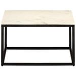 ZNTS Coffee Table White 60x60x35 cm Real Stone with Marble Texture 286439