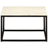 ZNTS Coffee Table White 60x60x35 cm Real Stone with Marble Texture 286439