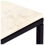 ZNTS Coffee Table White 60x60x35 cm Real Stone with Marble Texture 286439