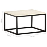 ZNTS Coffee Table White 60x60x35 cm Real Stone with Marble Texture 286439