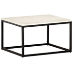 ZNTS Coffee Table White 60x60x35 cm Real Stone with Marble Texture 286439