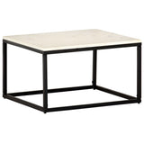 ZNTS Coffee Table White 60x60x35 cm Real Stone with Marble Texture 286439
