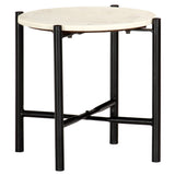 ZNTS Coffee Table White 40x40x40 cm Real Stone with Marble Texture 286452