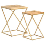 ZNTS Side Tables 2 pcs Solid Mango Wood and Steel 286467