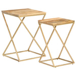 ZNTS Side Tables 2 pcs Solid Mango Wood and Steel 286467