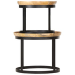 ZNTS Round Side Tables 2 pcs Solid Mango Wood and Steel 286470