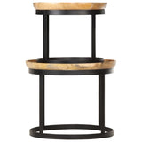 ZNTS Round Side Tables 2 pcs Solid Mango Wood and Steel 286470