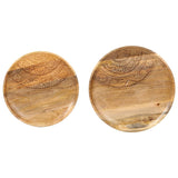 ZNTS Round Side Tables 2 pcs Solid Mango Wood and Steel 286470