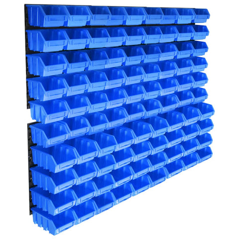 ZNTS 96 Piece Storage Bin Kit with Wall Panels Blue 146282