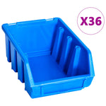 ZNTS 96 Piece Storage Bin Kit with Wall Panels Blue 146282