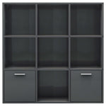 ZNTS Book Cabinet High Gloss Grey 98x30x98 cm Engineered Wood 801124
