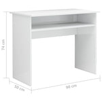 ZNTS Desk High Gloss White 90x50x74 cm Engineered Wood 801176