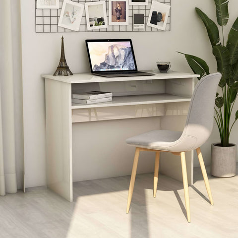 ZNTS Desk High Gloss White 90x50x74 cm Engineered Wood 801176