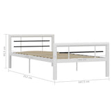 ZNTS Bed Frame White and Black Metal 90x200 cm 284544