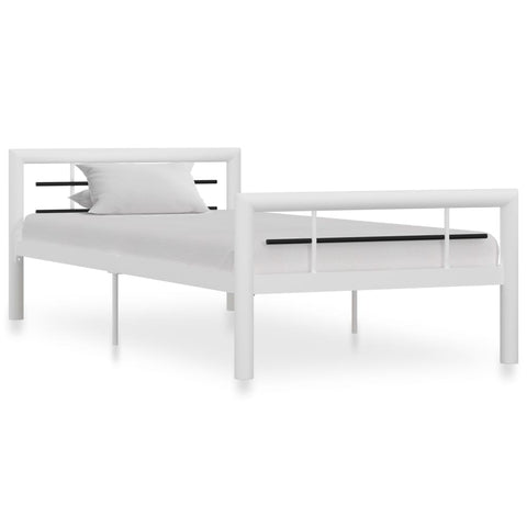 ZNTS Bed Frame without Mattress White and Black Metal 100x200 cm 284545