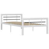 ZNTS Bed Frame without Mattress White and Black Metal 100x200 cm 284545