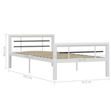 ZNTS Bed Frame without Mattress White and Black Metal 100x200 cm 284545