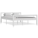 ZNTS Bed Frame without Mattress White and Black Metal 160x200 cm 284548