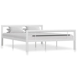 ZNTS Bed Frame without Mattress White and Black Metal 160x200 cm 284548