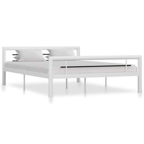 ZNTS Bed Frame without Mattress White and Black Metal 160x200 cm 284548